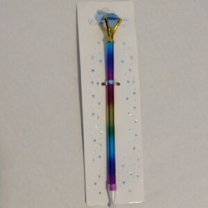 Rainbow Gradient Pen with Blue Gem Top